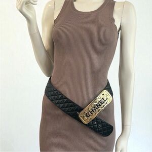 Quilted Faux Leather Statement Belt